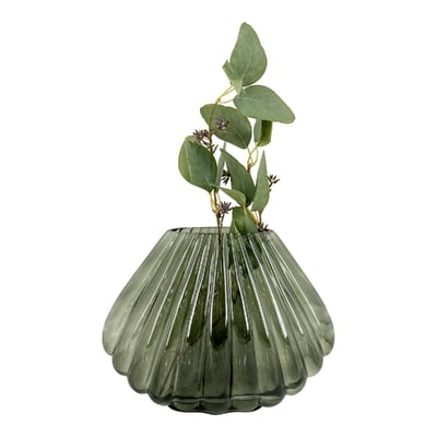 Vase i mundblæst glas, grøn 22 cm