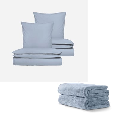 Signature bed linen 220 cm + towels, Dove Blue