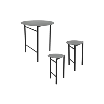 Disc garden table + 2 stools, black