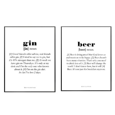 Posters in black frame Gin / Beer