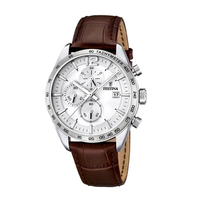 Men's watch with leather strap