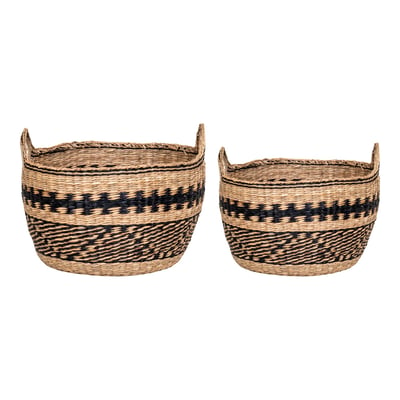 Seagrass basket set, black/natural