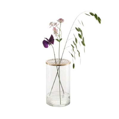 Vase med messinglåg D:10 cm