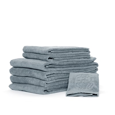 Damask håndklæder 7 stk, Ocean Grey