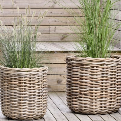Plant baskets in natural rattan, 2 pcs