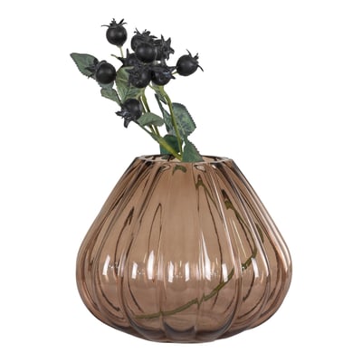 Vase in hand-blown glass, brown 16 cm