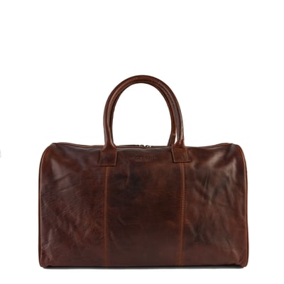 Travel bag in buffalo leather - brandy